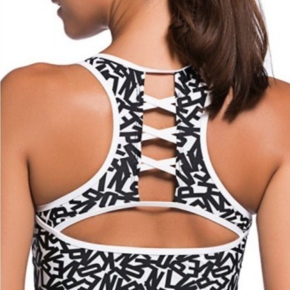 Unbranded Tankini Sports Top Mixed Letter Print Mesh Sides Opening On Back S - Picture 4 of 9